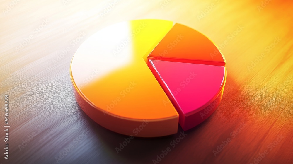 Poster a high-quality photo of a pie chart with a radial gradient and shadow effects, showcasing a polished