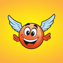 Cheerful smiley face on orange background