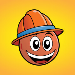 Cheerful smiley face on orange background