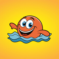 Cheerful smiley face on orange background