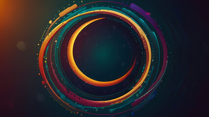 Abstract background with a central focus on a large, glowing circle surrounded by smaller, orbiting circles