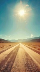 Naklejka premium Straight Road through Desert Landscape