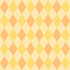 Seamless argyle pattern.Autumn repeat pattern.Vector graphic background in yellow and peach..
