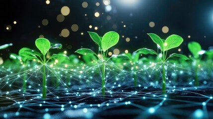Conceptual of tech plant growth