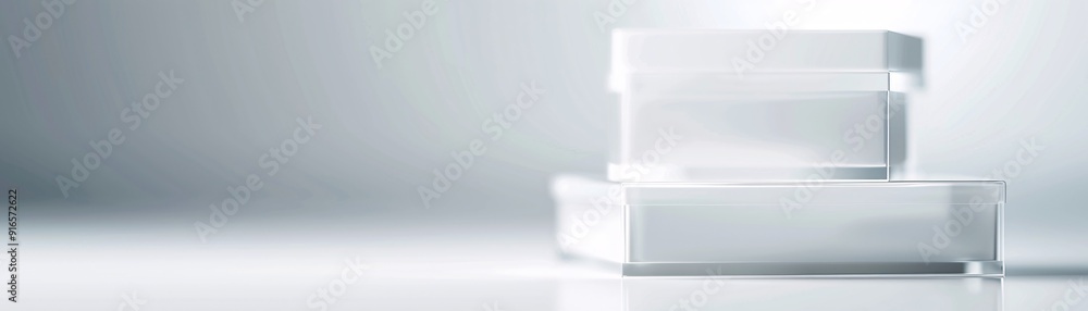 Poster transparent plastic box mockup with its lid placed neatly on top, shot in close-up to showcase its c