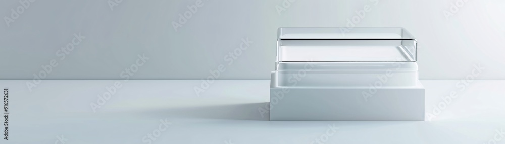 Poster transparent plastic box mockup with its lid placed neatly on top, shot in close-up to showcase its c