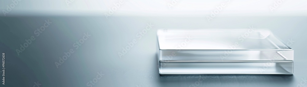 Poster transparent plastic box mockup with its lid placed neatly on top, shot in close-up to showcase its c