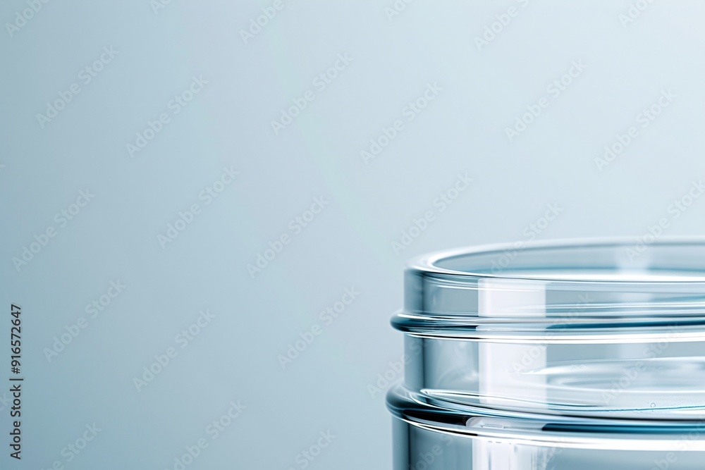 Poster close-up image of a clear plastic container and lid, emphasizing the detail and transparency of the 