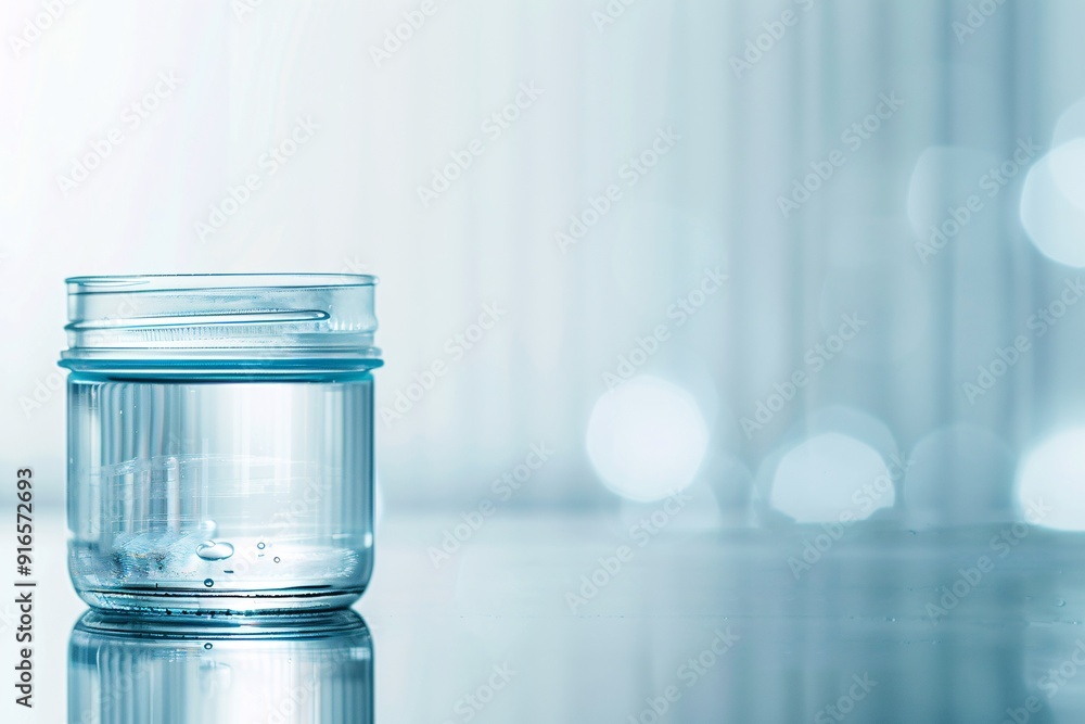 Poster close-up image of a clear plastic container and lid, emphasizing the detail and transparency of the 