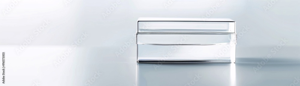 Poster A close-up view of an empty transparent plastic box with a lid, set against a clean backdrop. The image provides ample copy space for custom text or branding.