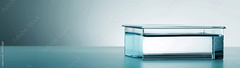 Poster a close-up view of an empty transparent plastic box with a lid, set against a clean backdrop. the im