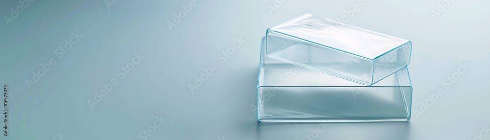 Poster a close-up view of an empty transparent plastic box with a lid, set against a clean backdrop. the im