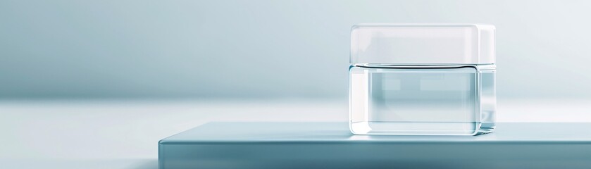 Transparent plastic box with a lid mockup, shot in close-up to showcase its clarity and sleek design. The background is simple, providing plenty of room for copy space.