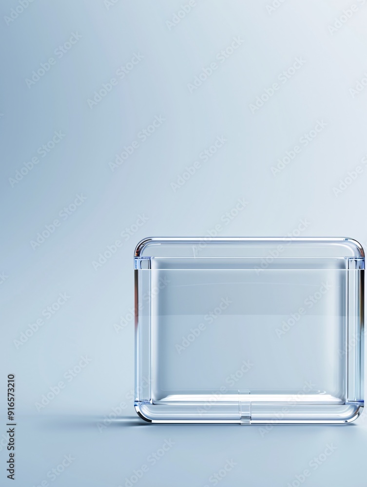 Poster transparent plastic box and lid mockup, captured in a close-up shot to emphasize its seamless design
