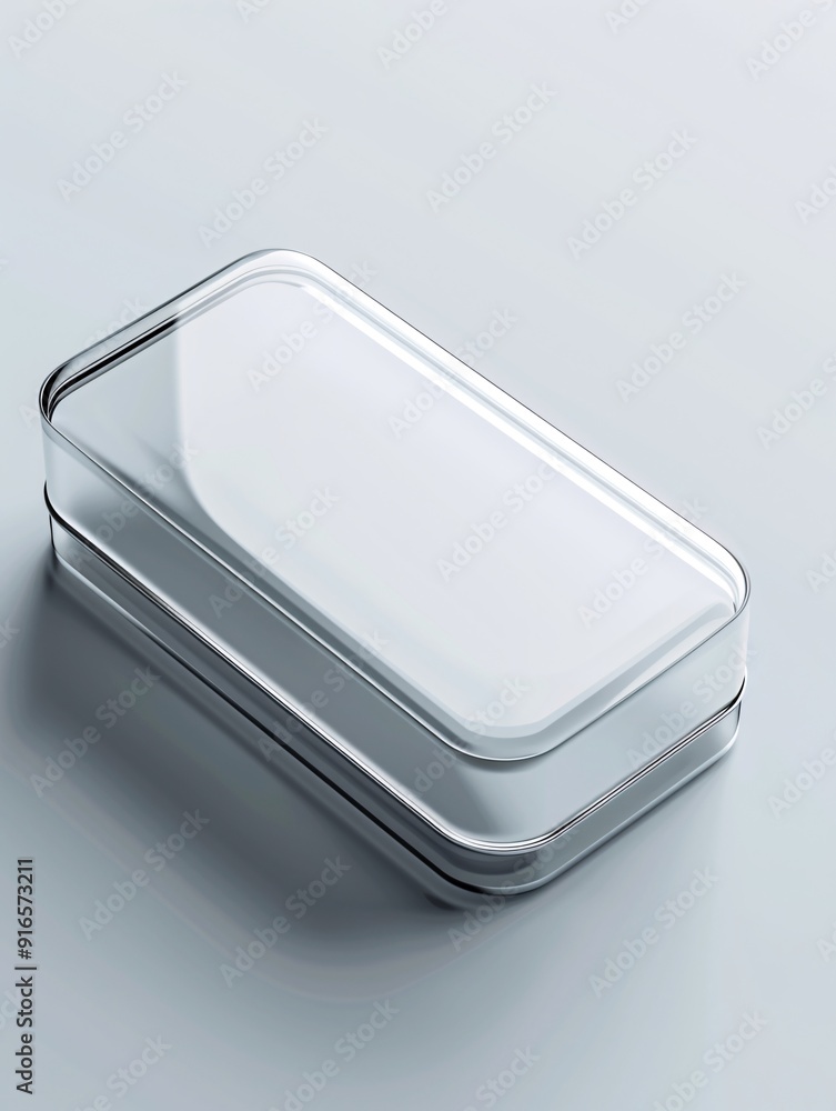 Poster transparent plastic box and lid mockup, captured in a close-up shot to emphasize its seamless design