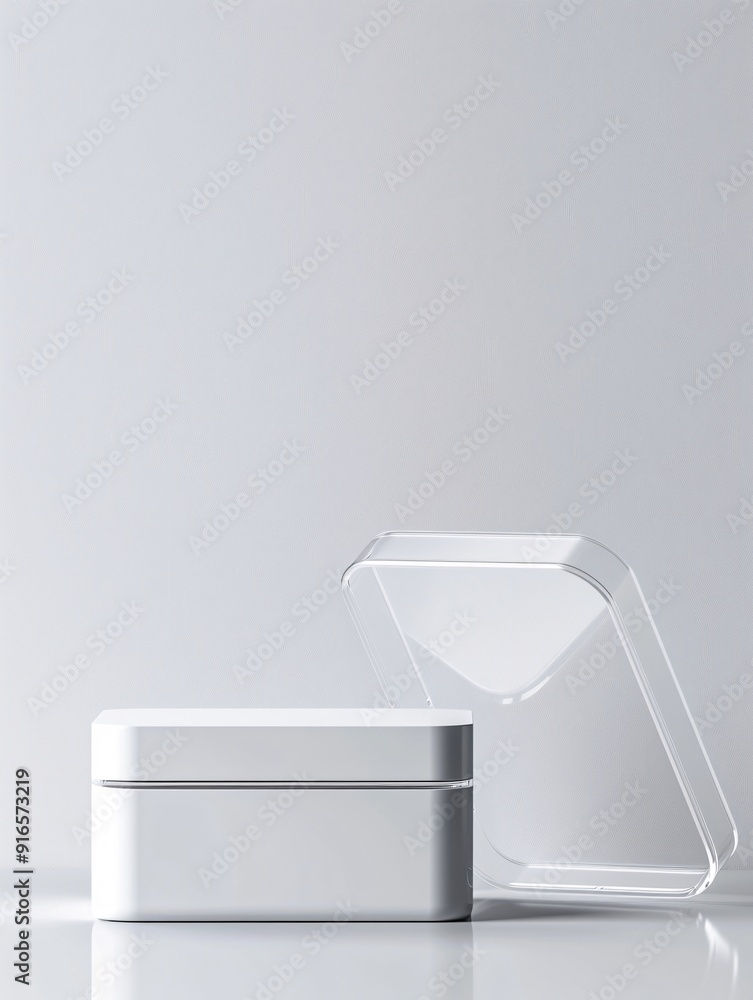 Poster transparent plastic box and lid mockup, captured in a close-up shot to emphasize its seamless design