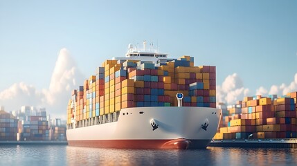 Autonomous Cargo Ships in a Smart Port Depicting the Future of Shipping