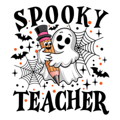 Spooky Teacher Ghost Pencil Halloween School SVG