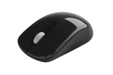 A sleek black computer mouse designed for comfort and efficiency, perfect for enhancing productivity at work or home.