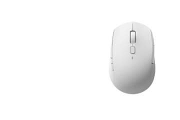 A sleek white wireless mouse designed for ergonomic comfort and precision, ideal for modern computing environments.