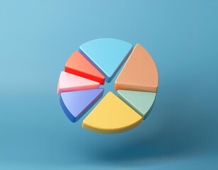 Fototapeta premium A colorful pie chart with seven slices