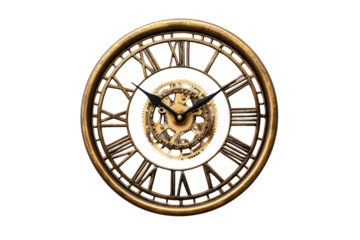 An elegant vintage clock with intricate Roman numerals and a beautiful gear mechanism, perfect for home decor and timeless style.