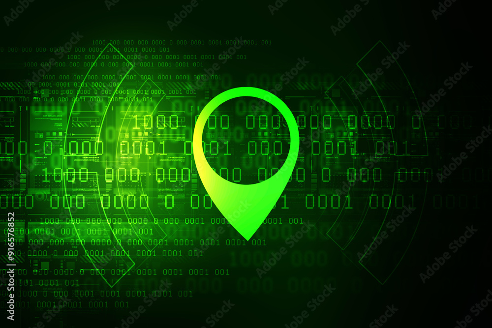 Poster 2d illustration red map pointer