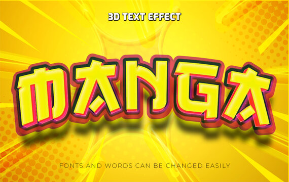 Manga headline yellow 3d editable text effect style