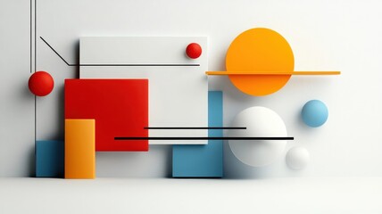 Naklejka premium Minimalist doodle art header with geometric shapes and lines.