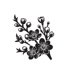 peach blossom vector art graphic resources silhouette vector style, white background