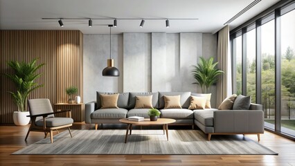 Modern living room with sleek furniture and minimalist decor, modern, living room, interior, sleek, furniture, minimalist