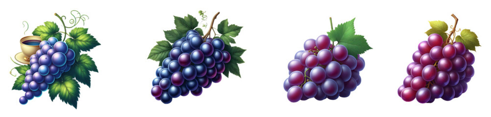 Fototapeta premium Realistic Grape Bunch PNG
