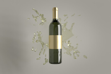 Empty 3D rendered wine bottle