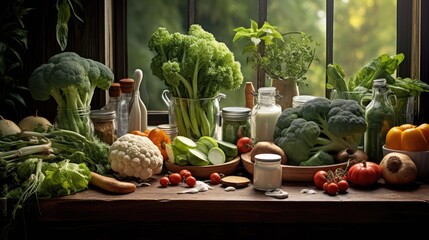 Healthy food and vegetable on the table