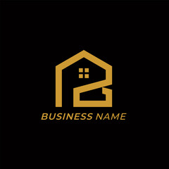 logo design creative letter P and home building