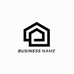 design logo creative letter P and house