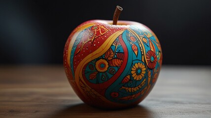 red apple on black background , AI Generated.