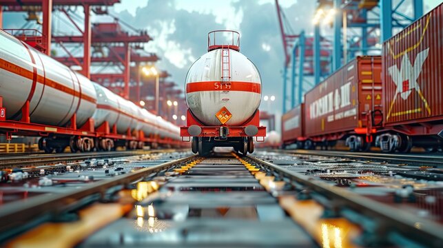 Train With Tankers in Port