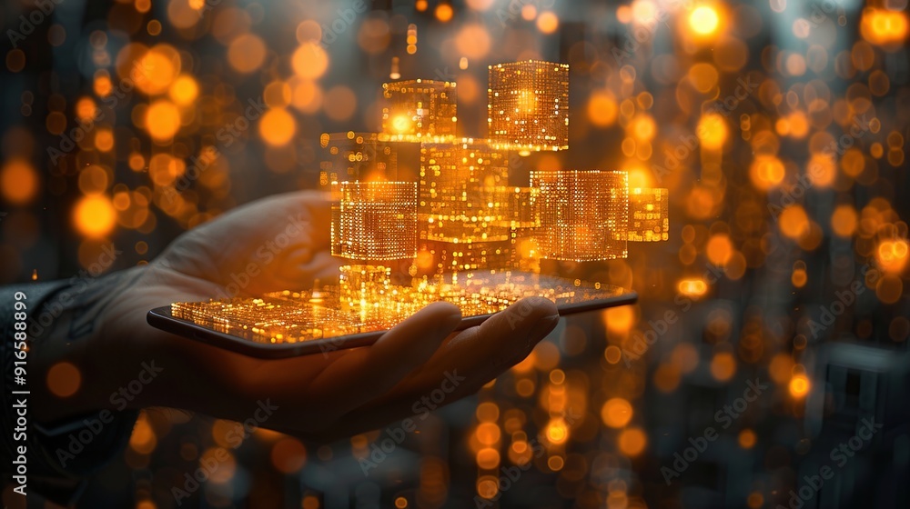 Poster digital data network - modern technology and innovation