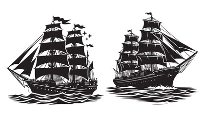 ship on a white background silhouette