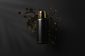 Essential Oil 3D rendered bottle with splash