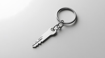 White keychain mockup on a plain white background with soft shadows and minimalist design