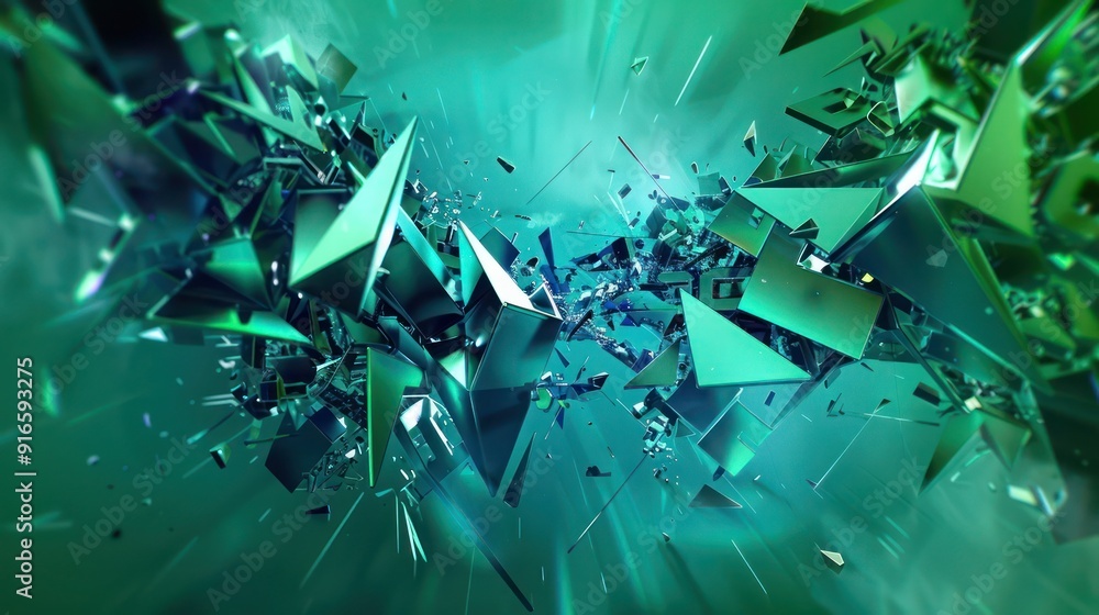 Poster 3d abstract background adorned with abstract typography in vibrant turquoise and emerald green, wher