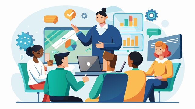 Building a digital-first culture for sustained growth. This group of professionals attending a technology training session, highlighting the importance of employee development and adaptation.