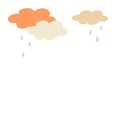 Soft rain falling from pastel clouds in a minimalist illustration