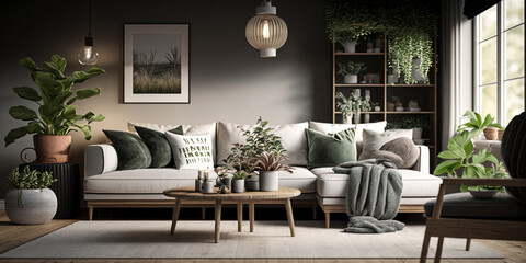 Obraz premium Scandinavian living room interior design