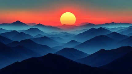 sunset in mountains