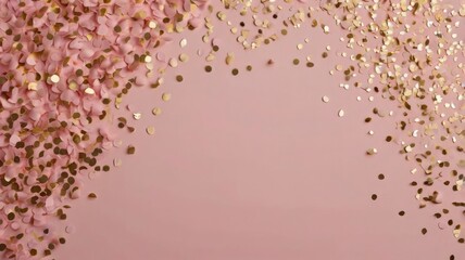  Pink background featuring gold confetti. 