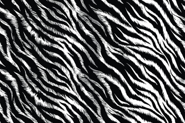 Intricate Seamless Black Tiger Pattern with Bold Monochrome Stripes for Graphic Design and Textile Art