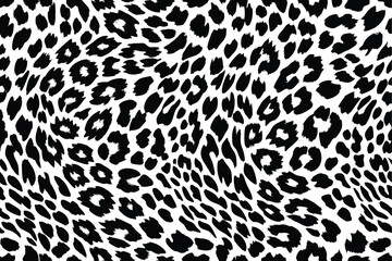 Seamless black and white leopard pattern, ideal for fashion, textile, and decor.